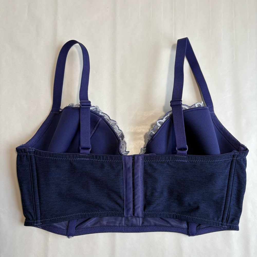 Adore ME Britta Dark Blue Floral Lace Contour Demi Longline Bra 36DDD - Picture 4 of 12